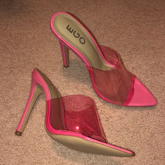 hot pink mule heels